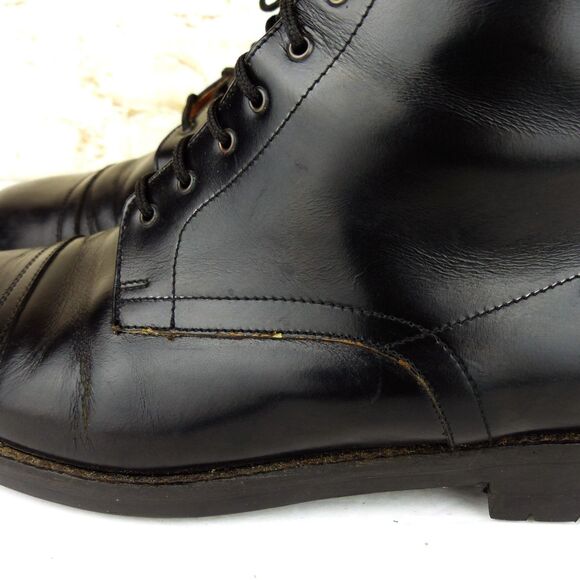 VTG DKNY Chukka Boots Women 37 6.5 US Black Leather Lace up Made in Italy Y2K - Picture 8 of 15
